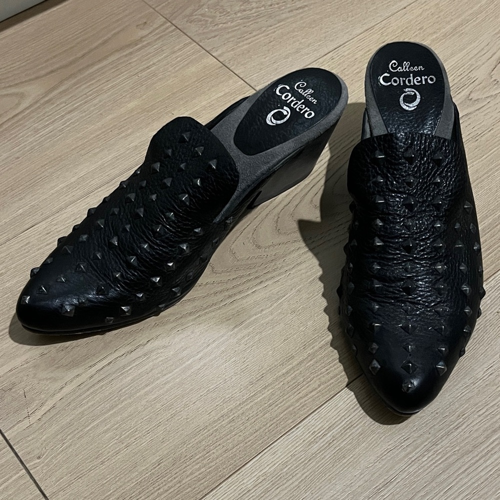Colleen Cordero Black Studded Mules